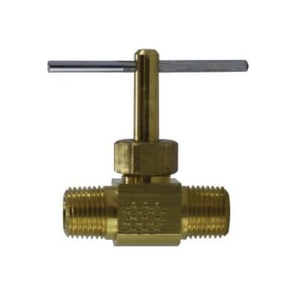 Midland Metal Needle Valve, 18 Nominal, MIP, 150 psi, Brass Body, 114 L 46050